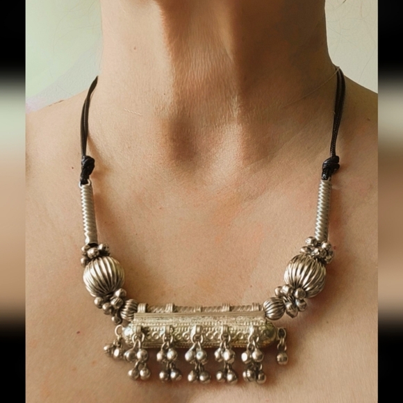 Upcycled Vintage Tribal Pendant Necklace | Boho Statement Piece - Picture 1 of 9